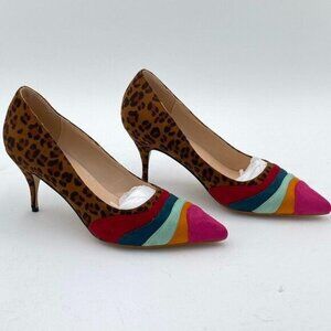 FOWT Women Kitten Heels Pumps High Heel Pointed Toe Pump Slip-on Rainbow Shoes